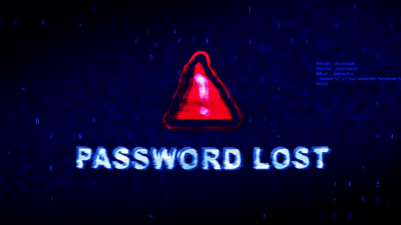 Password Lost Text Digital Noise Twitch Glitch Distortion Effect Error Loop Animation.