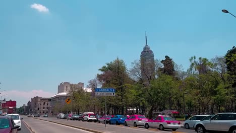 street-level view of mexico city on a sunny day