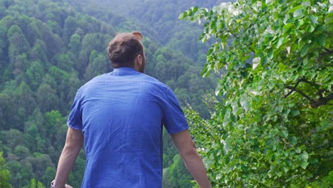man journey through the forest.