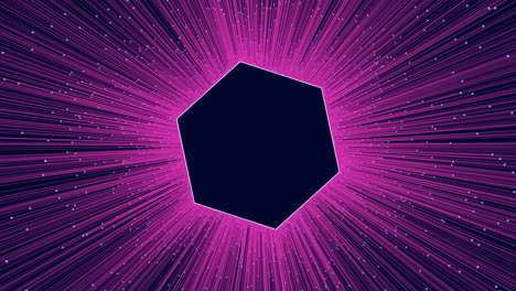 motion neon hexagon with purple lines and dots