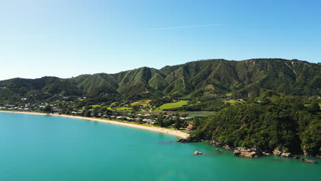 Aerial-over-Ligar-Bay,-Tasman,-South-Island,-New-Zealand