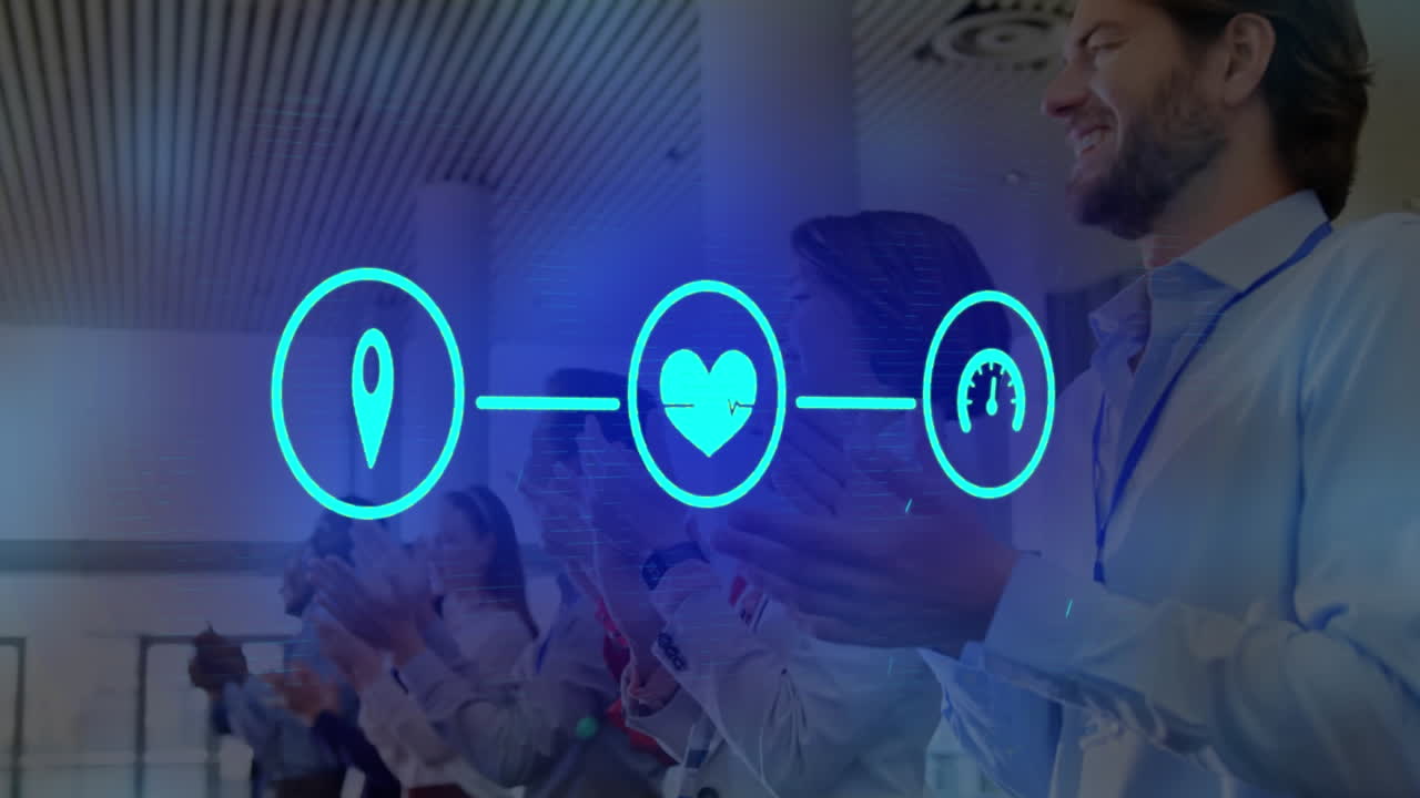 비즈니스 동료에 대한 아이콘과 연결 네트워크의 애니메이션