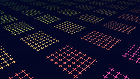 neon colorful crosses pattern on black gradient