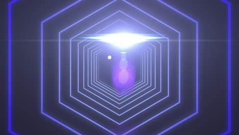 animación de luz brillante y túnel de neón hexagonal