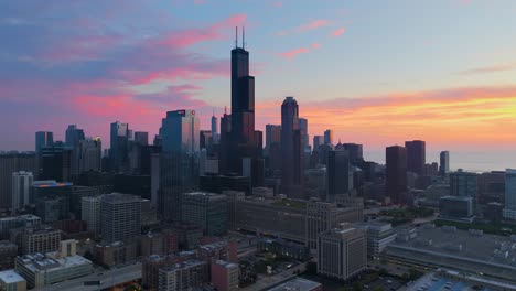 chicago aerial view at sunrise