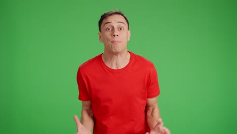 impatient man on green screen urging someone to hurry