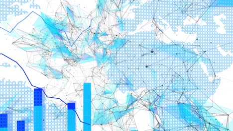 Gráficos-Azules-Que-Se-Mueven-Sobre-La-Red-De-Conexiones-Contra-El-Mapa-Mundial.