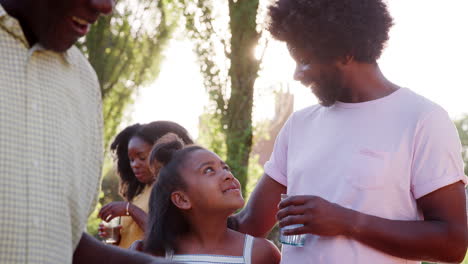 Daughter-talking-to-her-dad-at-a-family-barbecue