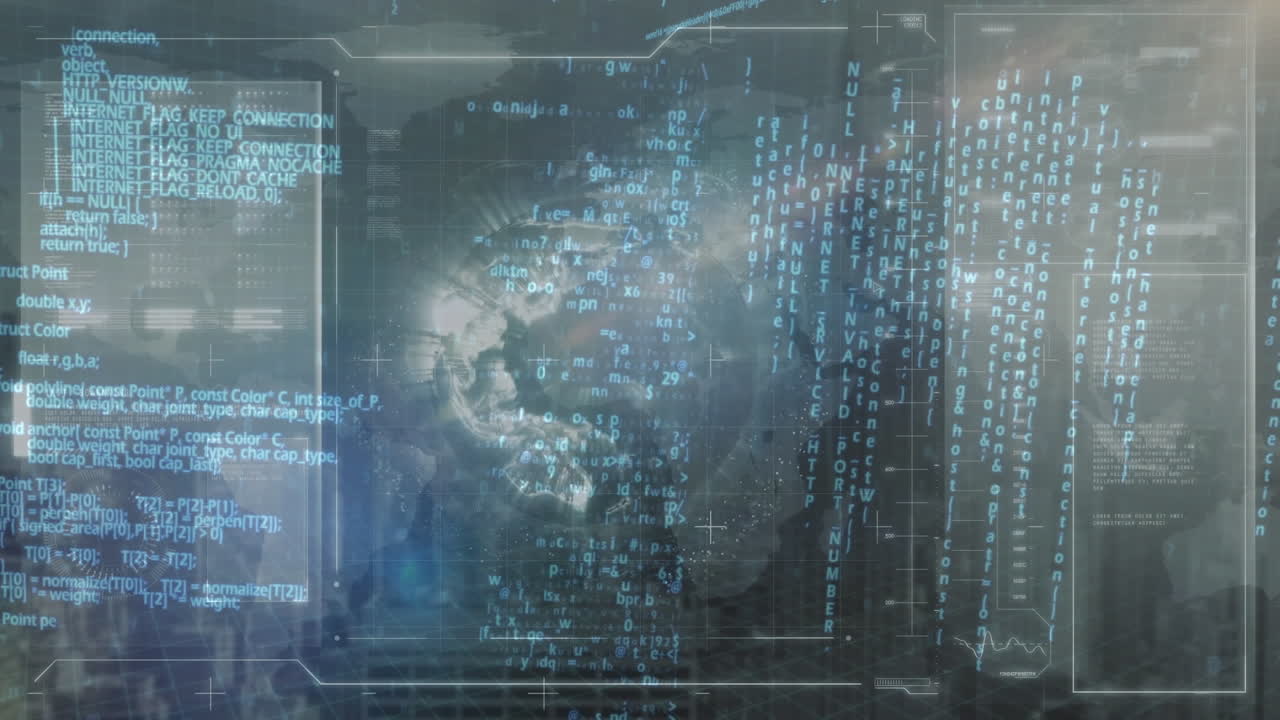 Digital interface with globe and program codes