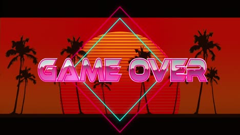 animación del juego sobre el texto sobre una puesta de sol digital