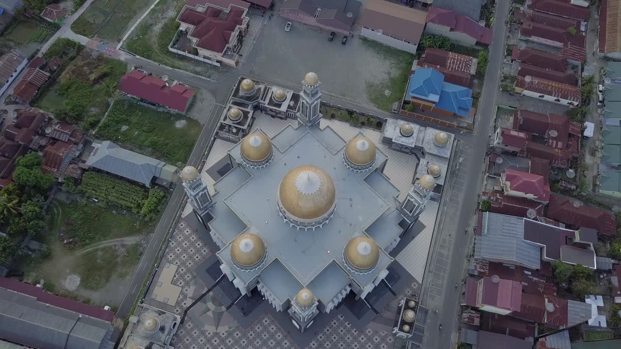 Top view of mosque with great architecture located in Southeast Aceh Regency