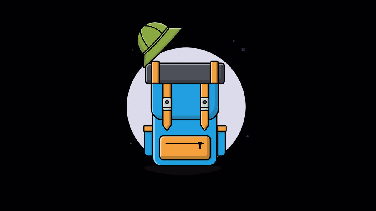 Animated Illustration of a Backpack with a Green Hat