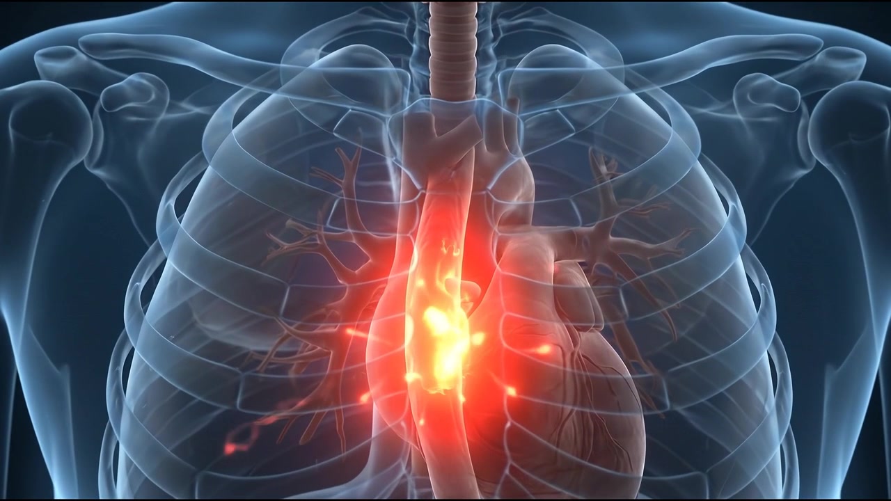 Animazione medica di infiammazione esofagea o reflusso acido