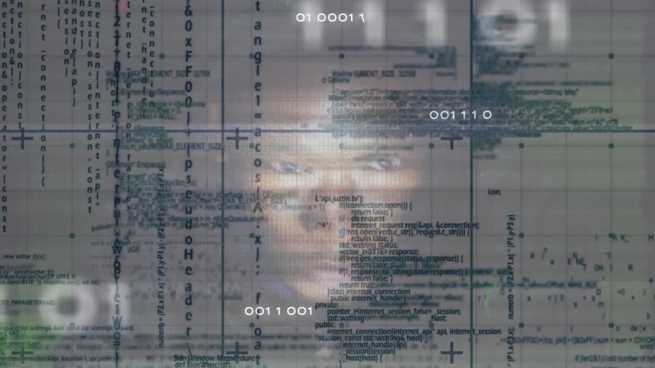 Grid overlaying blurred light initiating interface fading code, appearing crosshairs, scanning data