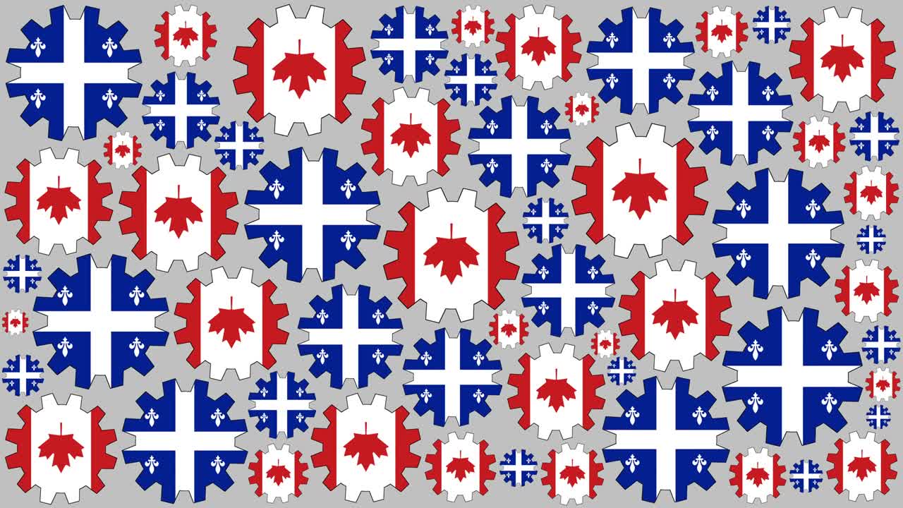 las banderas canadienses y de quebec girando en el fondo