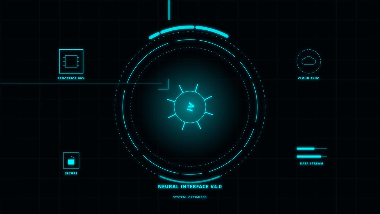 Futuristic Artificial Intelligence Neural Interface HUD Display