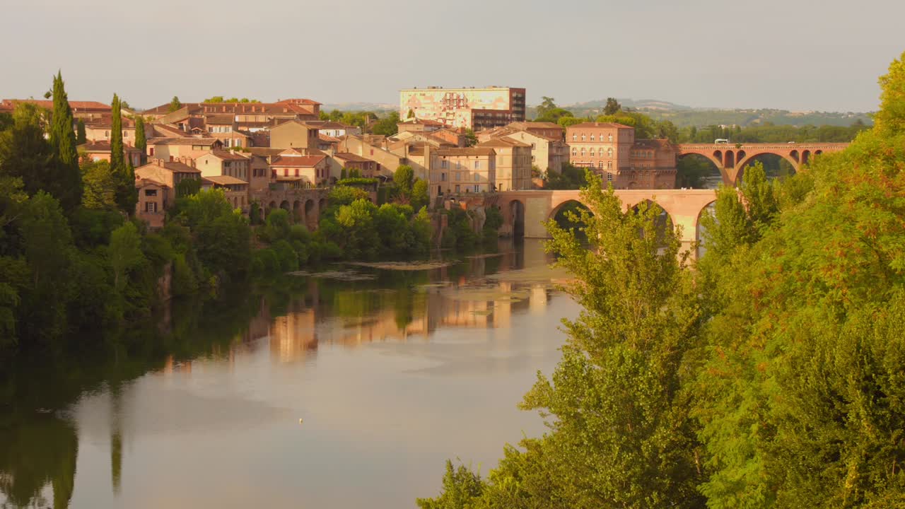Charming Albi skyline scene by river in the UNESCO-listed town near Toulouse