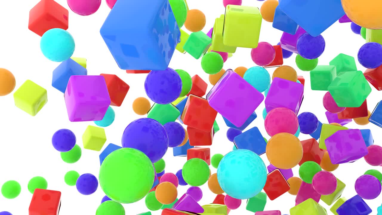 infinito, bucle sin costuras en esferas, cubos. estilo moderno, animación renderizada en 3d.