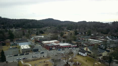 Aerial-high-flyover-town-of-Blowing-Rock-North-Carolina