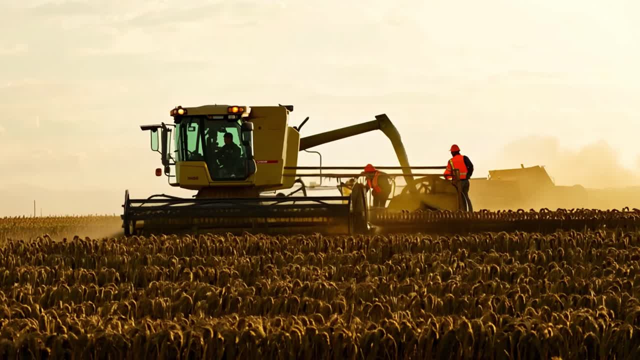 Harvesting wheat with a combine harvester