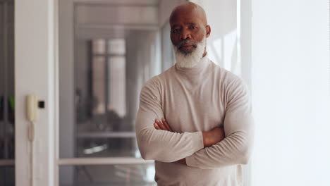 face, serious and mindset with a business black