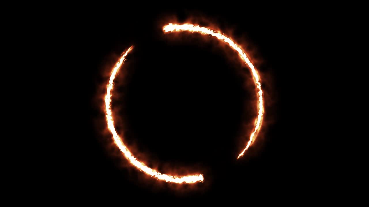 Abstract ring of fire on black background. shiny animation 4K resolution