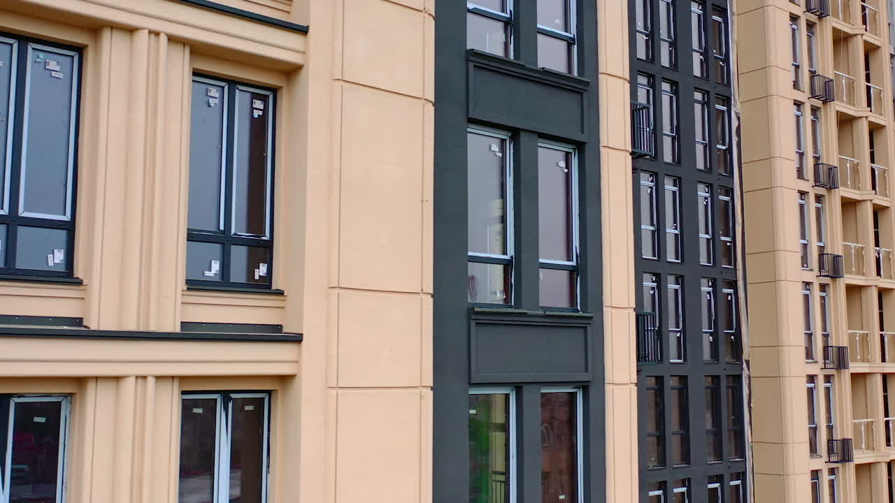 Aerial view of apartment building. Aerial view of multi storey apartment building