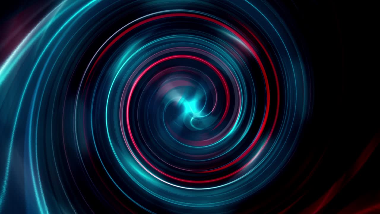 4K Blue Red shine color concentric swirl animation on a black background. Modern Futuristic High Technology abstract endless swirling animated. Dynamic neon light wave science VJ loop background.