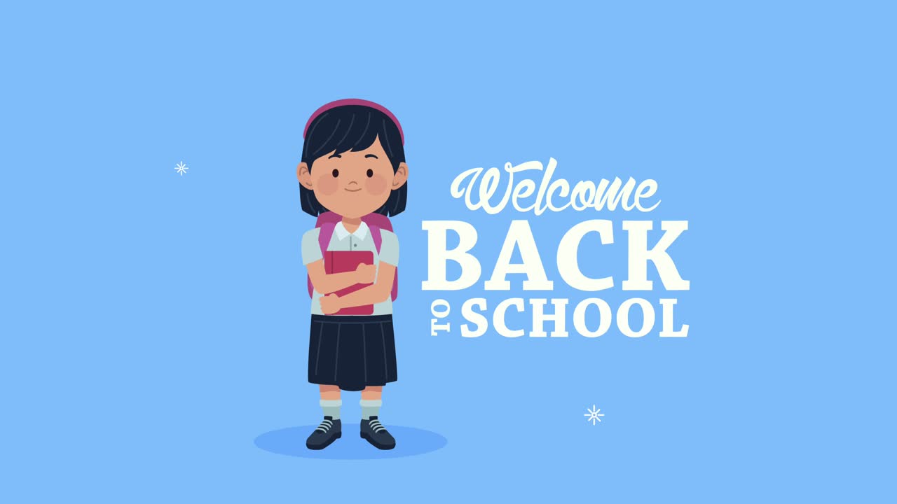 back to school lettering with schoolgirl