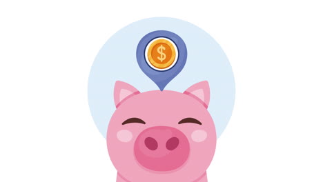 dinero de ahorro de cerdo animación financiera