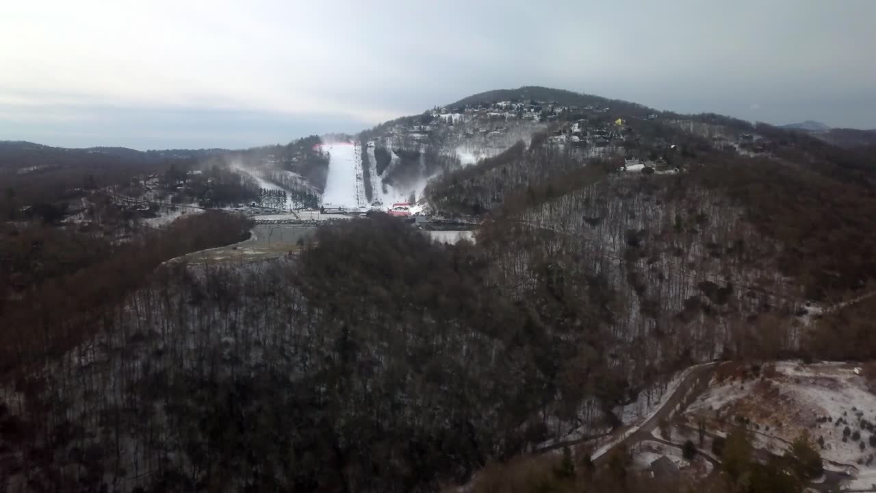 Aerial of Appalachian Ski Mountain near Blowing Rock North Carolina