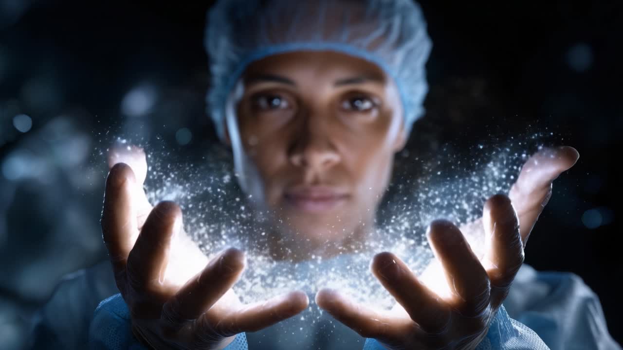 Illuminating Innovation: A Skilled Professional Manipulates Light and Energy with Precision in a Mysterious Environment, Showcasing the Art of Scientific Exploration