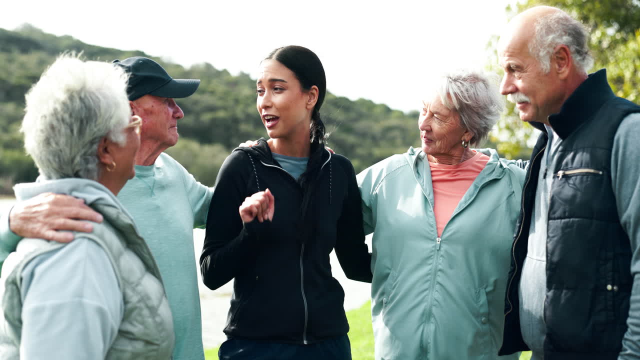 Group of people outdoors exercising