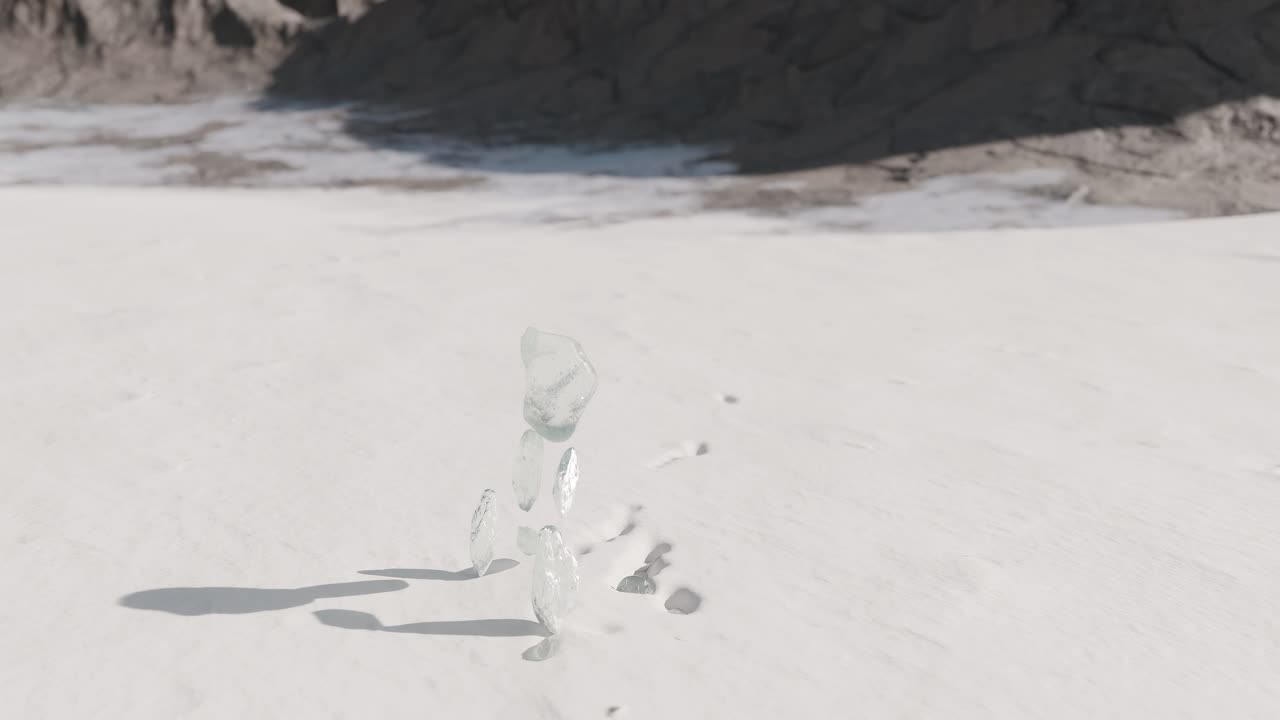 눈 인 풍경 에 있는 얼음 조각 들