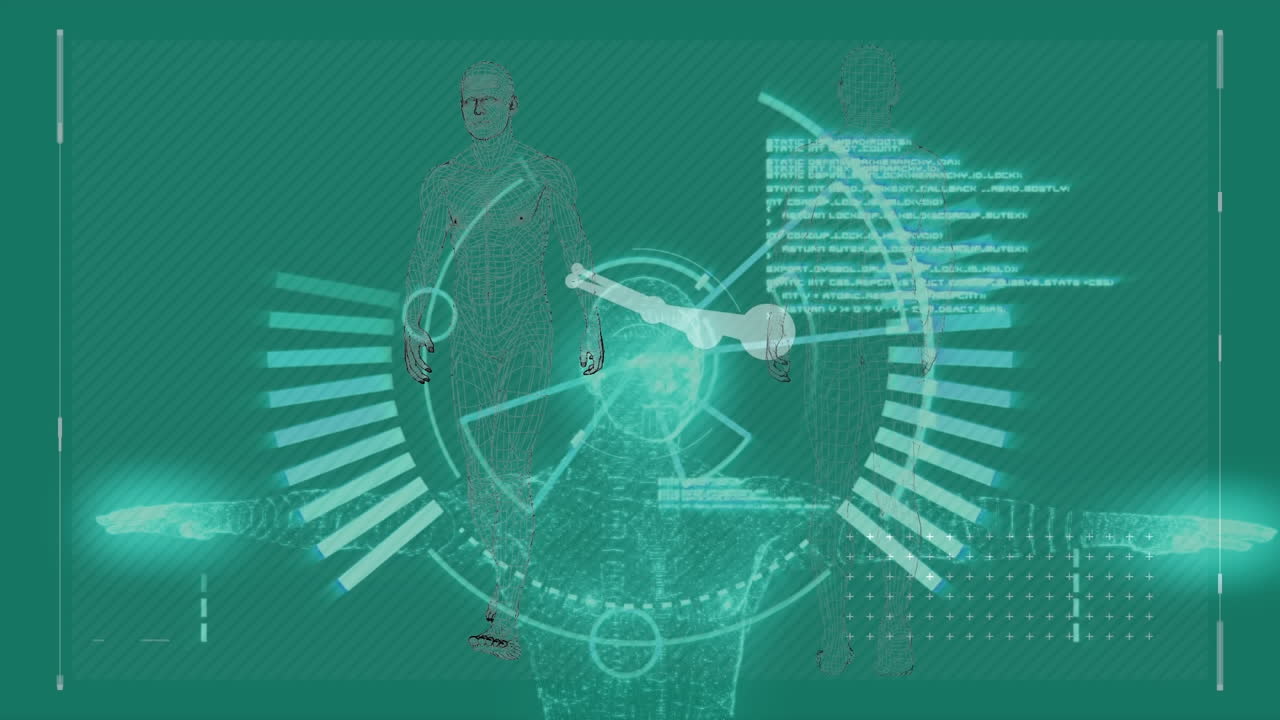 스 스캔, 인체, dna 스트랜드 및 데이터 처리의 애니메이션