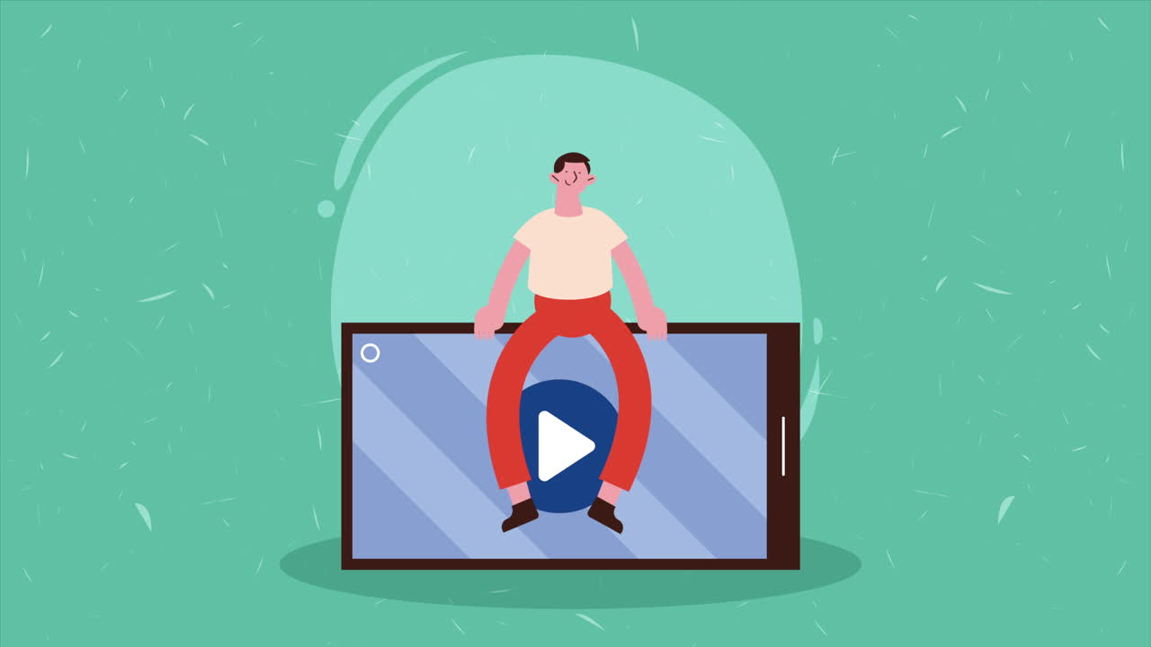 smartphone device with man animation