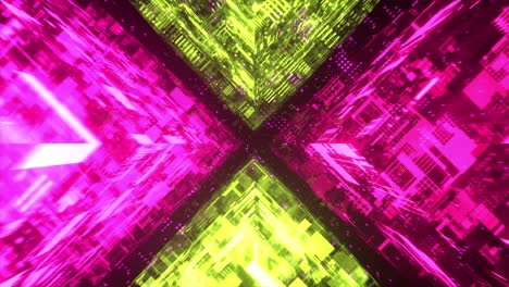 flying in technological cyber space. sci-fi spaceship tunnel. futuristic technology abstract seamless vj for tech titles and background. motion graphic for internet, speed. seamless loop 3d render