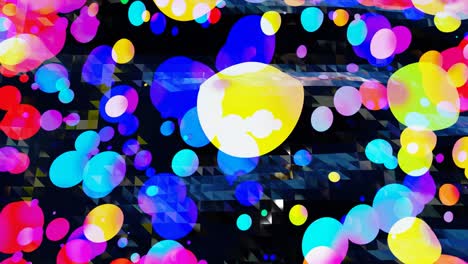 fondo en bucle abstracto de superficie brillante brillante como líquido transparente ondulado con círculos de color arco iris flotan como gotas de pintura en aceite. hermoso fondo creativo con gradiente de color en 4k. 3d