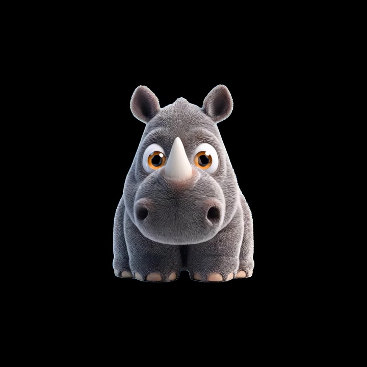 Rinoceronte Bebê Fofo Animado em 3D Virando-se