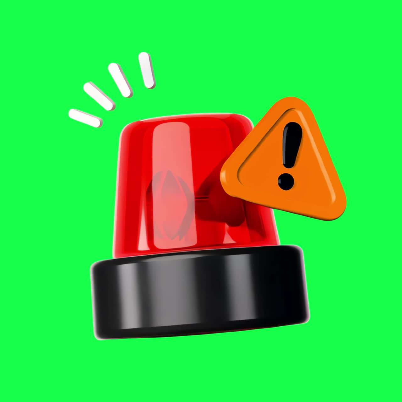 Alert symbol animation, transparent 4K video, green screen