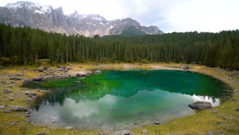 lake carezza western dolomites italy