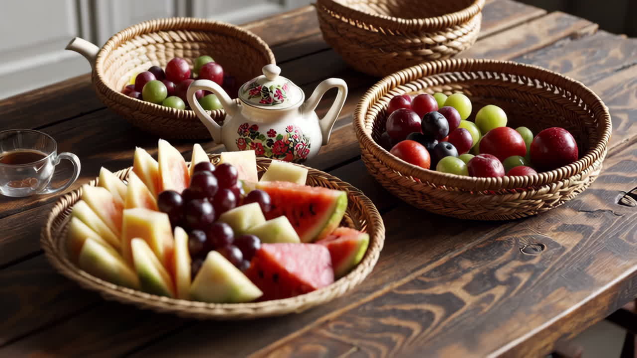 Fruit Platter with Grapes, Watermelon, and Cantaloupe
