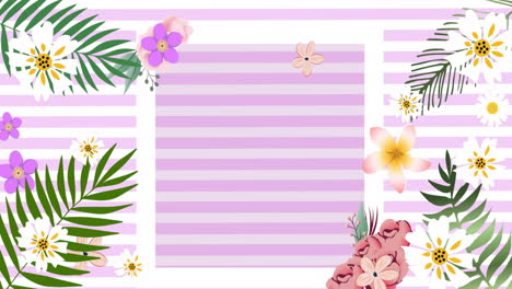 animation of multiple flowers moving over pink background