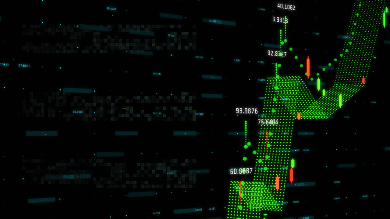 animación del procesamiento de datos sobre un fondo negro