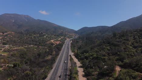 curacavi chile drone view road street highway flying winter