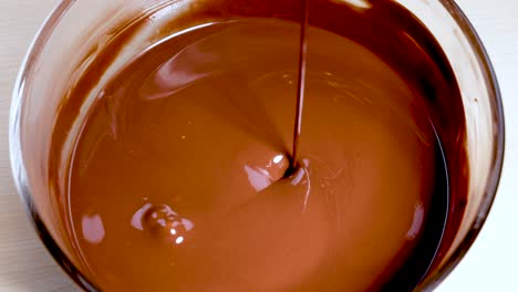 chocolate melting smoothly in a glass bowl