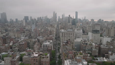 aerial view of midtown manhattan on an overcast morning. shot in new york city
