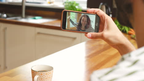 video call in the kitchen