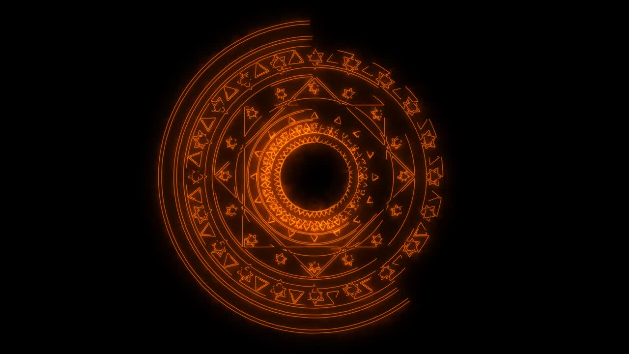 seis estrellas mágicas energía naranja girar lentamente aparecen para banner y publicidad