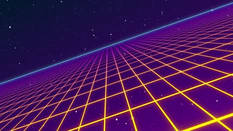 animation of glowing yellow to pink grid moving in space on seamless loop